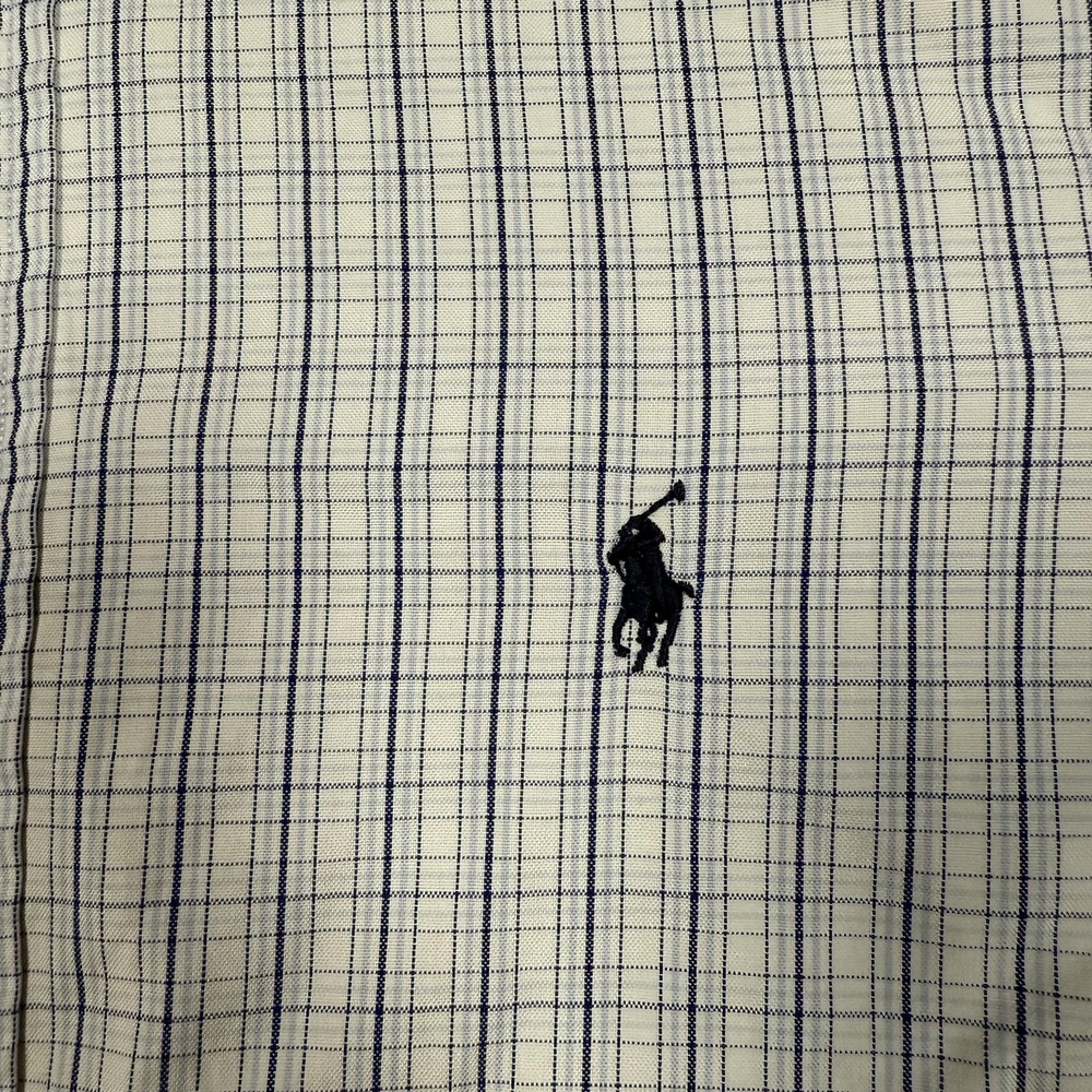 Ralph Lauren Shirt Mens 15.5 33 White Blue‎ Plaid Yarmouth Button Down Pony Logo - Picture 3 of 10